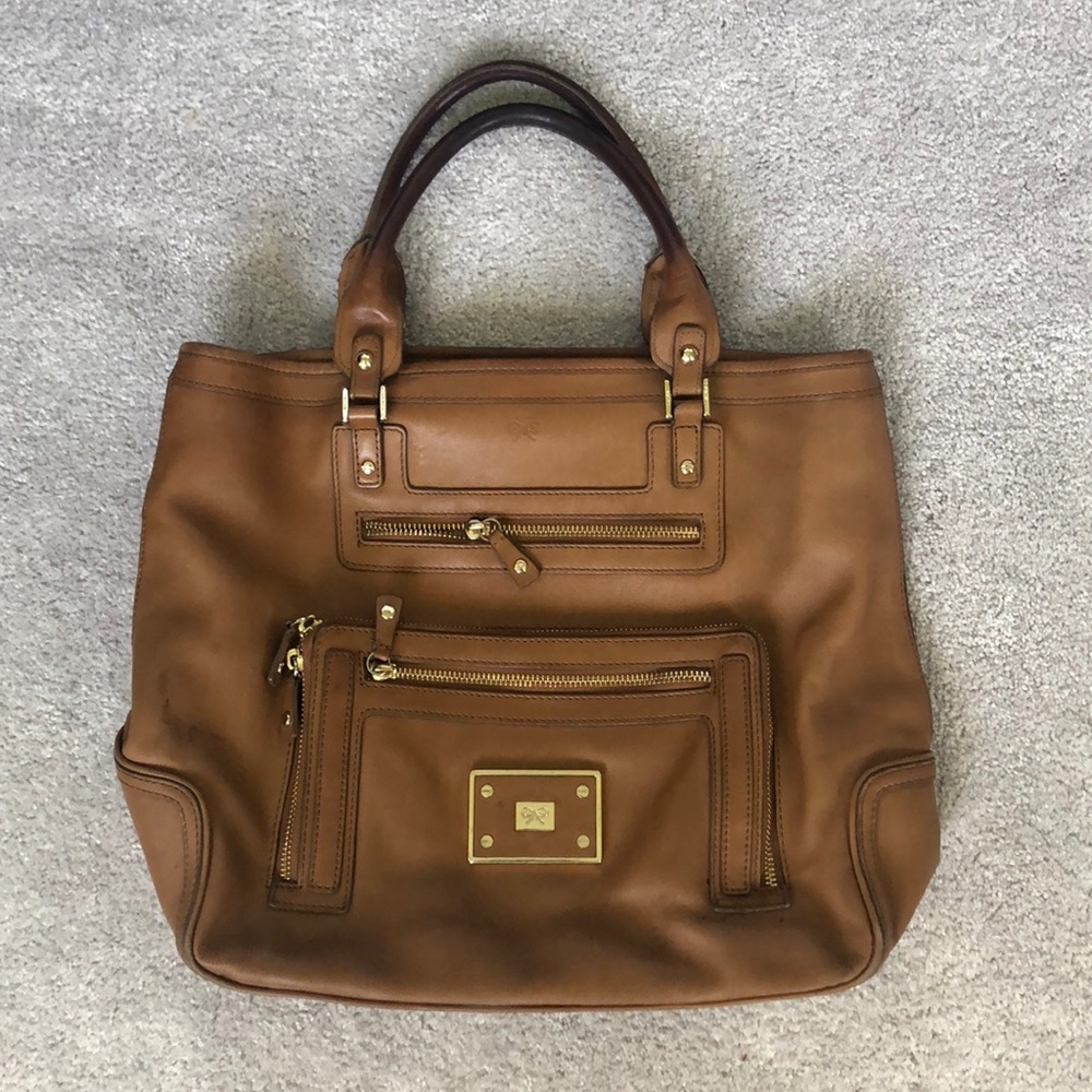 Anya Hindmarch Camel Leather Purse with Zip